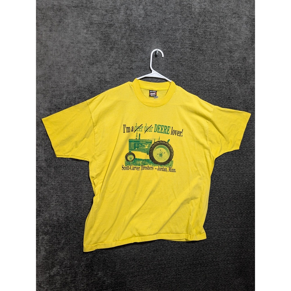 Vintage Fruit of the Loom Best John Deere Lover T-Shirt XXL Yellow Single Stitch